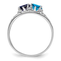 14K White Gold 2 Genuine Stone Family Ring view 3