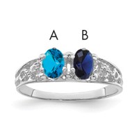 14K White Gold 2 Genuine Stone Family Ring view 1