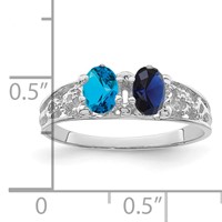 14K White Gold 2 Genuine Stone Family Ring view 4