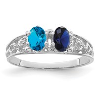 14K White Gold 2 Genuine Stone Family Ring view 2