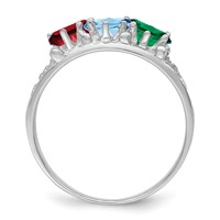 14K White Gold 3 Synthetic Stone Family Ring view 3