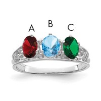 14K White Gold 3 Synthetic Stone Family Ring view 1