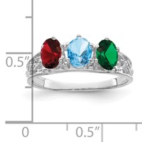 14K White Gold 3 Synthetic Stone Family Ring view 4