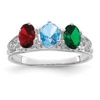14K White Gold 3 Synthetic Stone Family Ring view 2