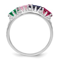 14K White Gold 4 Genuine Stone Family Ring view 3
