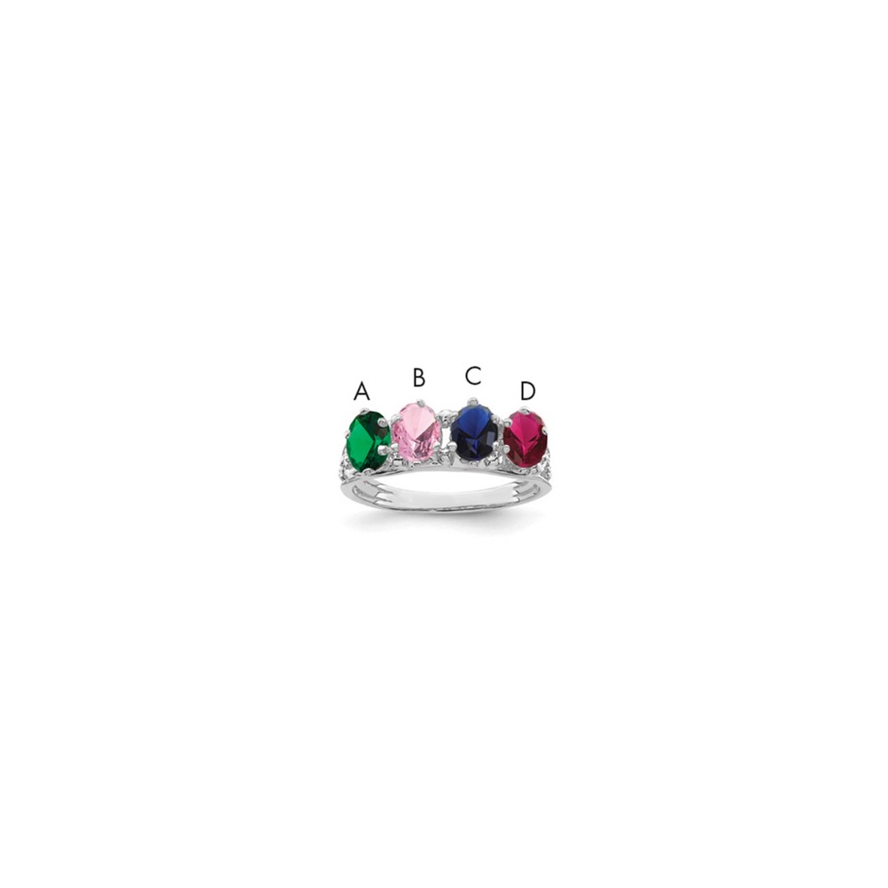 14K White Gold 4 Genuine Stone Family Ring