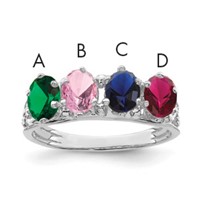 14K White Gold 4 Genuine Stone Family Ring view 1
