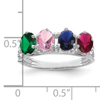 14K White Gold 4 Genuine Stone Family Ring view 4