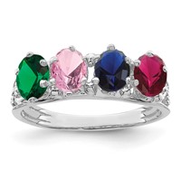 14K White Gold 4 Genuine Stone Family Ring view 2