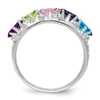 14K White Gold 5 Genuine Stone Family Ring view 3
