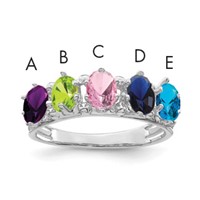 14K White Gold 5 Genuine Stone Family Ring view 1
