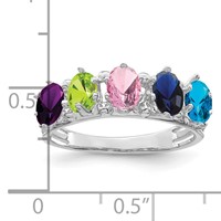 14K White Gold 5 Genuine Stone Family Ring view 4