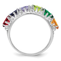 14K White Gold 6 Synthetic Stone Family Ring view 3