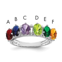 14K White Gold 6 Synthetic Stone Family Ring view 1