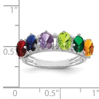 14K White Gold 6 Synthetic Stone Family Ring view 4
