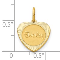 14K Yellow Gold Small Heart Disc Name Charm view 4