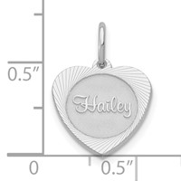 14K White Gold Small Heart Disc Name Charm view 5