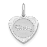 14K White Gold Small Heart Disc Name Charm view 1