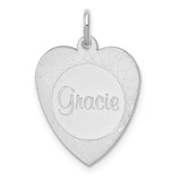 10K White Gold Heart Disc Name Charm view 1