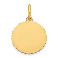 14K Yellow Gold Scalloped Disc Charm with Name view 4