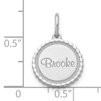 14K White Gold Scalloped Disc Charm with Name view 3