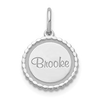 14K White Gold Scalloped Disc Charm with Name view 1