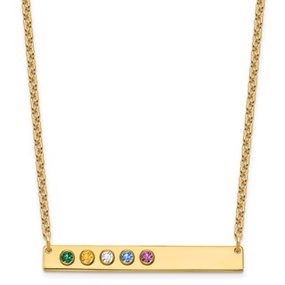 14KY 6 Birthstone w/ 14k Bezel Large Bar Necklace