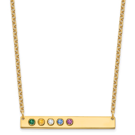 14KY 6 Birthstone w/ 14k Bezel Large Bar Necklace