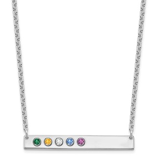 10KW 9 Birthstone w/ 14k Bezel Large Bar Necklace