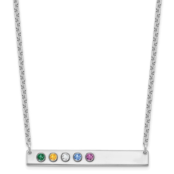 10KW 9 Birthstone w/ 14k Bezel Large Bar Necklace