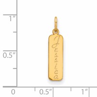 14K Yellow Gold Script Font Name Bar Charm view 2