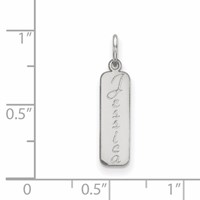 14K White Gold Script Font Name Bar Charm view 2