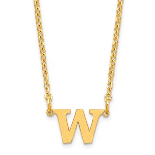 10ky Gold 1 Letter Dangle Necklace Satin Front/Back