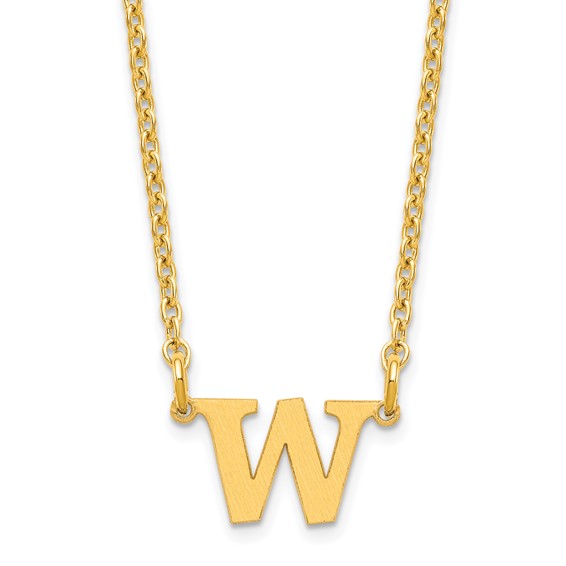10ky Gold 1 Letter Dangle Necklace Satin Front/Back