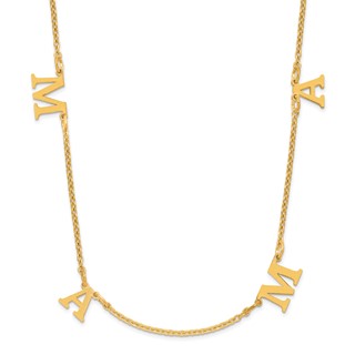 10ky Gold 4 Letter Dangle Necklace Satin Front/Back