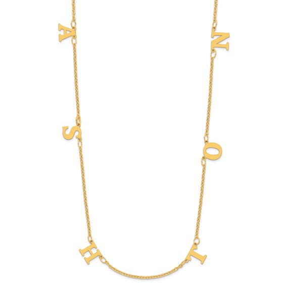 10ky Gold 6 Letter Dangle Necklace Satin Front/Back