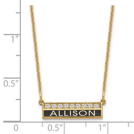 Small Antiqued Bar with Diamonds Necklace