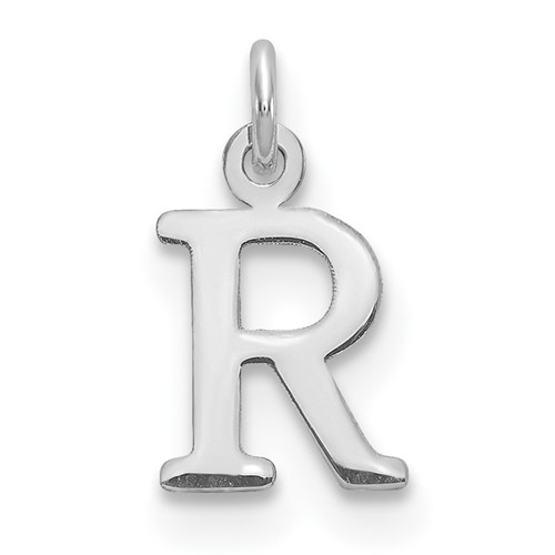 Sterling Silver Rhodium-plated Letter R Initial Charm