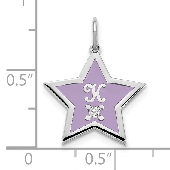 Initial Enameled Star with Diamond Charm
