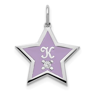 Initial Enameled Star with Diamond Charm