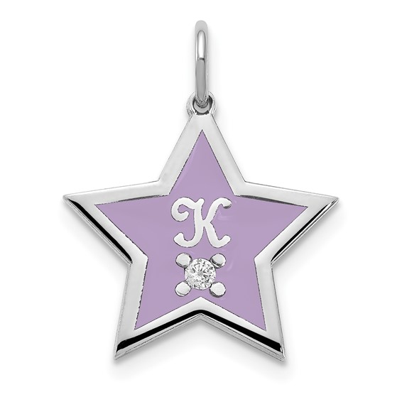 Initial Enameled Star with Diamond Charm