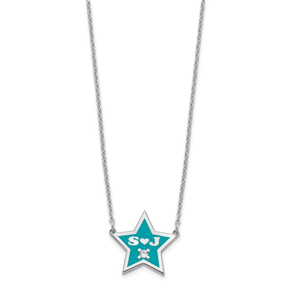 2 Initial Enameled Star with Diamond Necklaces