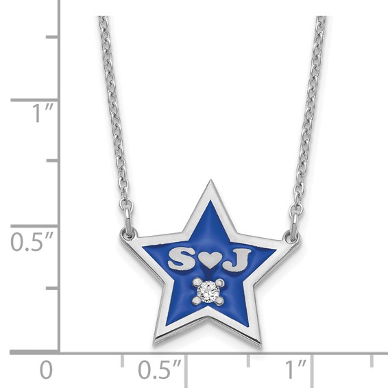 2 Initial Enameled Star with Diamond Necklaces