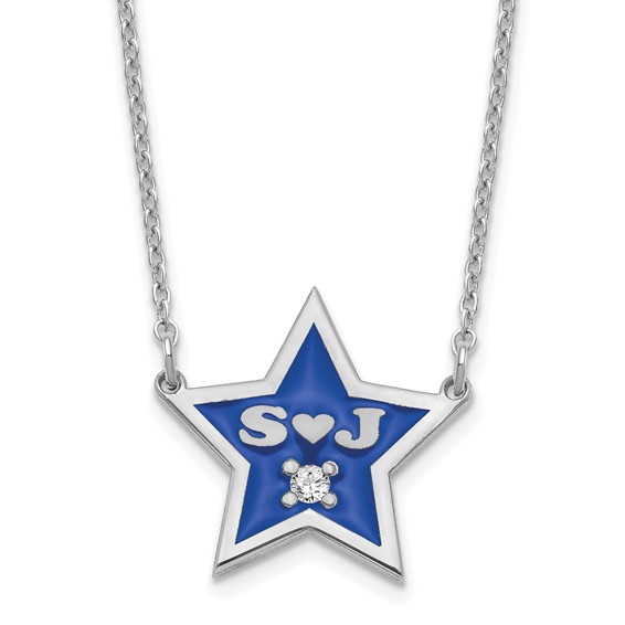 2 Initial Enameled Star with Diamond Necklaces