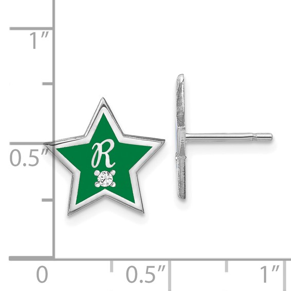 Initial Enameled Star with Diamond Post Earrings