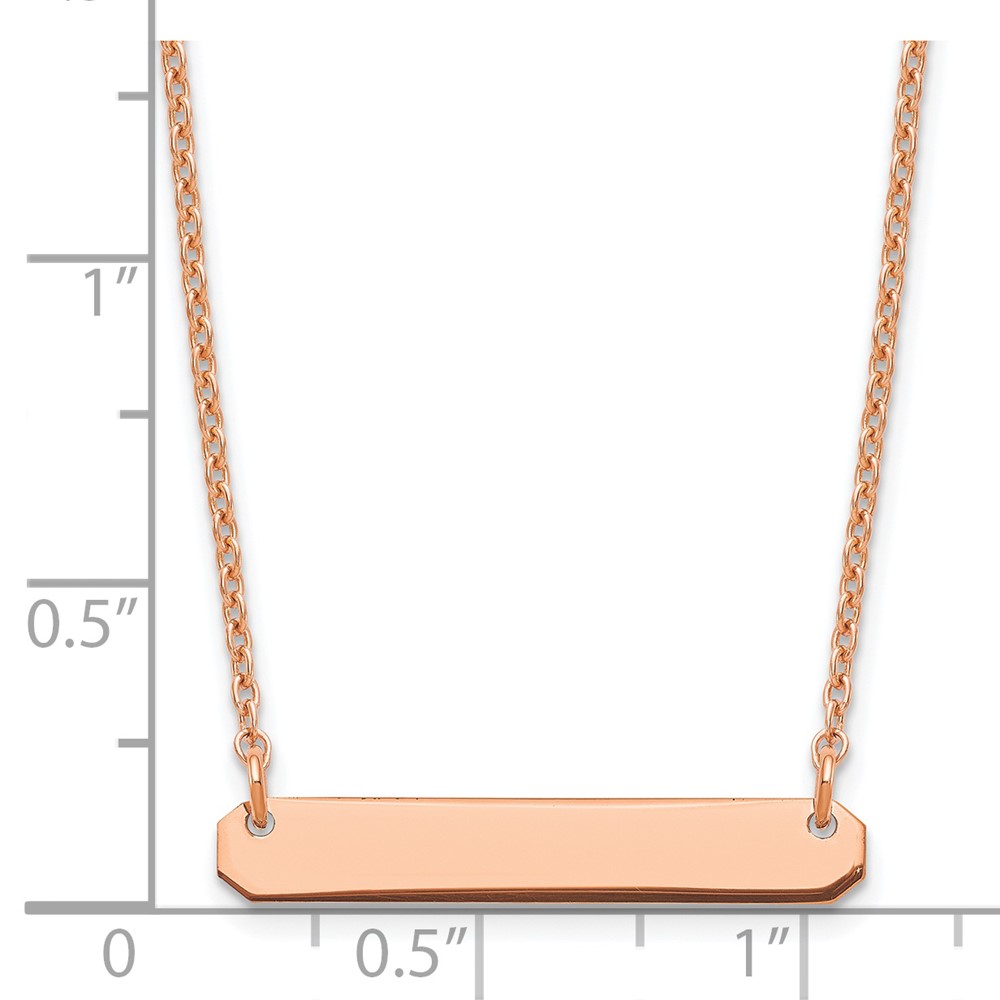 Sterling Silver/Rose-plated Small Blank Bar Necklace (XNA1198RP)