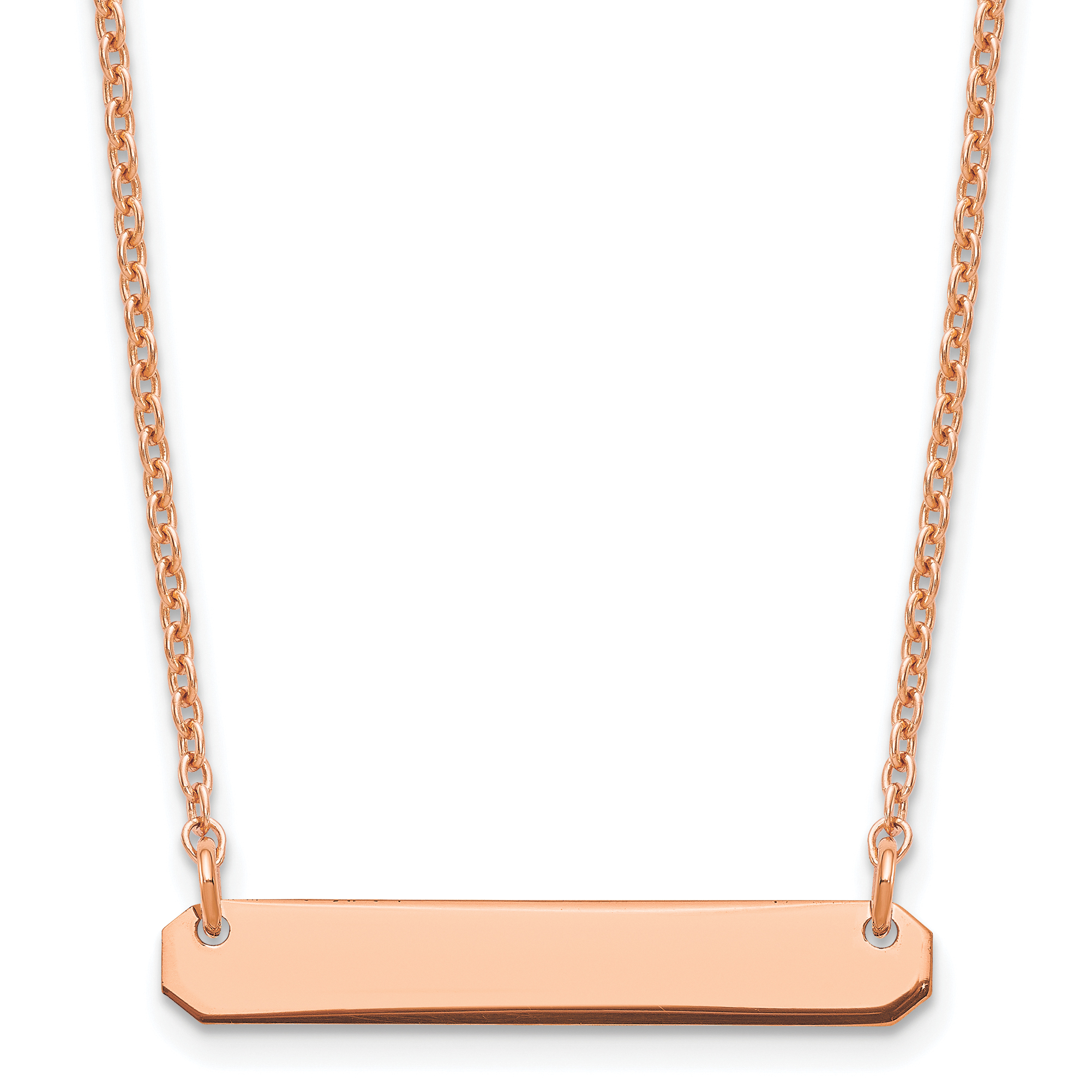 Sterling Silver/Rose-plated Small Blank Bar Necklace (XNA1198RP)