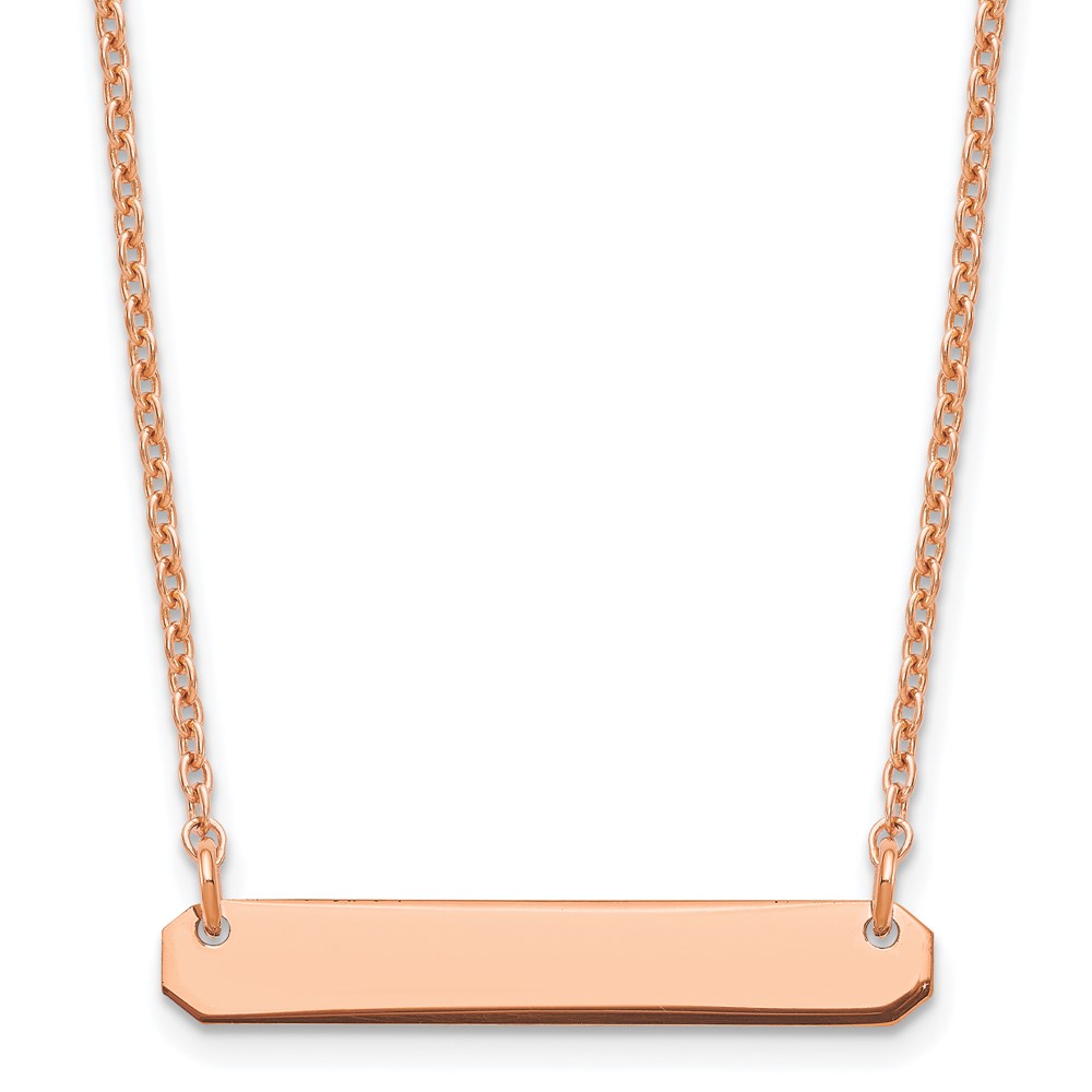 Sterling Silver/Rose-plated Small Polished Blank Bar Necklace