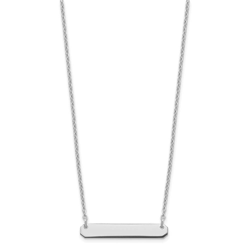 Sterling Silver/Rhodium-plated Small Blank Bar Necklace (XNA1198SS)