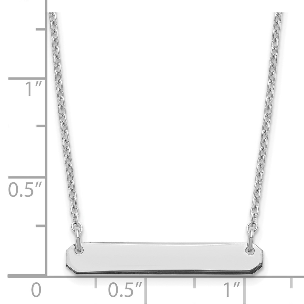 Sterling Silver/Rhodium-plated Small Blank Bar Necklace (XNA1198SS)